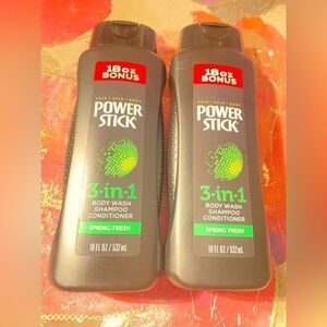 🛍️ Power Stick Spring Fresh 3 In 1 Body Wash Shampoo Conditioner 18FLOZ/532ml